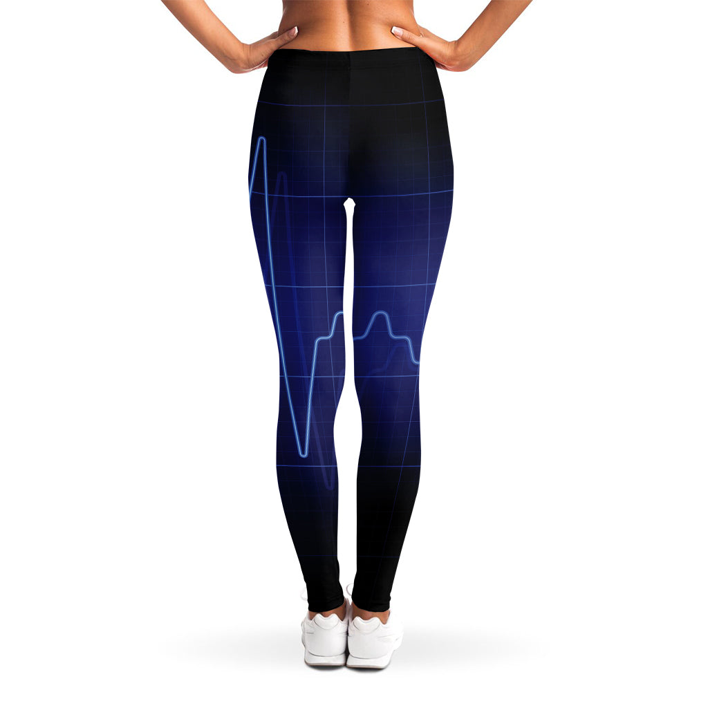 Blue Heartbeat Print Women's Leggings