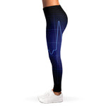 Blue Heartbeat Print Women's Leggings