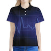 Blue Heartbeat Print Women's Polo Shirt