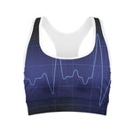Blue Heartbeat Print Women's Sports Bra