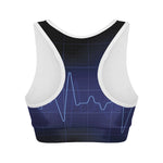 Blue Heartbeat Print Women's Sports Bra