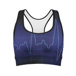 Blue Heartbeat Print Women's Sports Bra