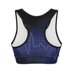 Blue Heartbeat Print Women's Sports Bra
