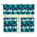Blue Hibiscus Palm Tree Pattern Print 3 Piece Kitchen Curtains