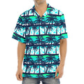Blue Hibiscus Palm Tree Pattern Print Aloha Shirt