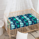 Blue Hibiscus Palm Tree Pattern Print Baby Crib Sheet