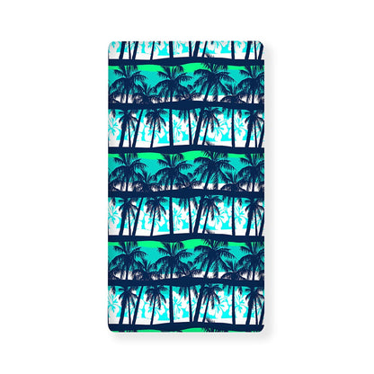 Blue Hibiscus Palm Tree Pattern Print Baby Crib Sheet