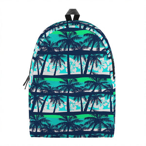 Blue Hibiscus Palm Tree Pattern Print Backpack