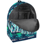 Blue Hibiscus Palm Tree Pattern Print Backpack