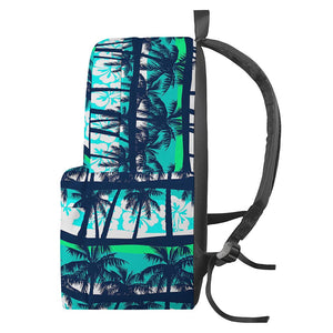 Blue Hibiscus Palm Tree Pattern Print Backpack