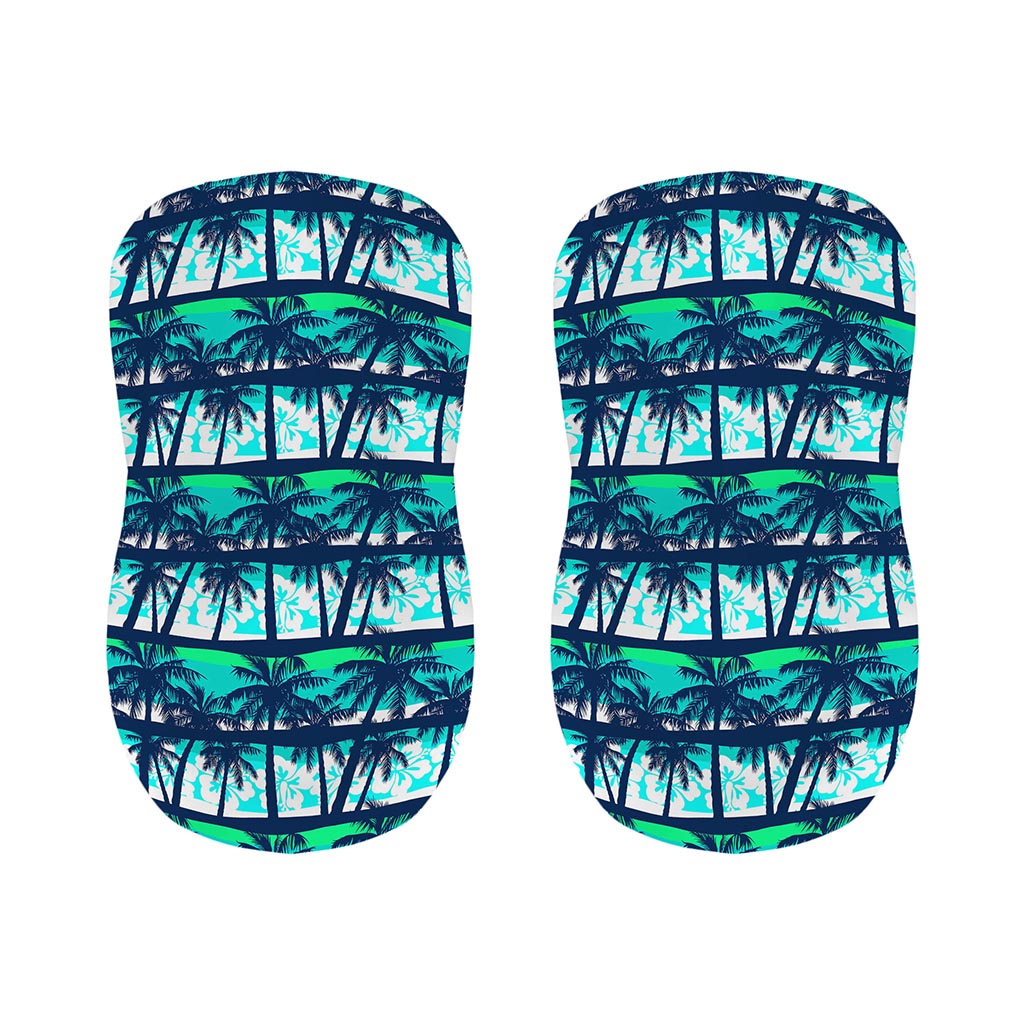 Blue Hibiscus Palm Tree Pattern Print Bar Stool Covers