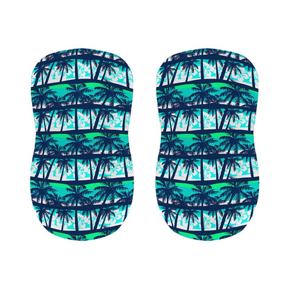 Blue Hibiscus Palm Tree Pattern Print Bar Stool Covers