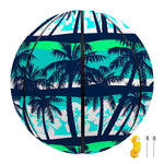 Blue Hibiscus Palm Tree Pattern Print Basketball