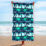 Blue Hibiscus Palm Tree Pattern Print Beach Towel