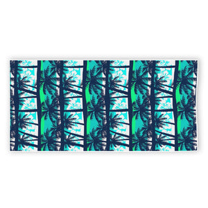 Blue Hibiscus Palm Tree Pattern Print Beach Towel