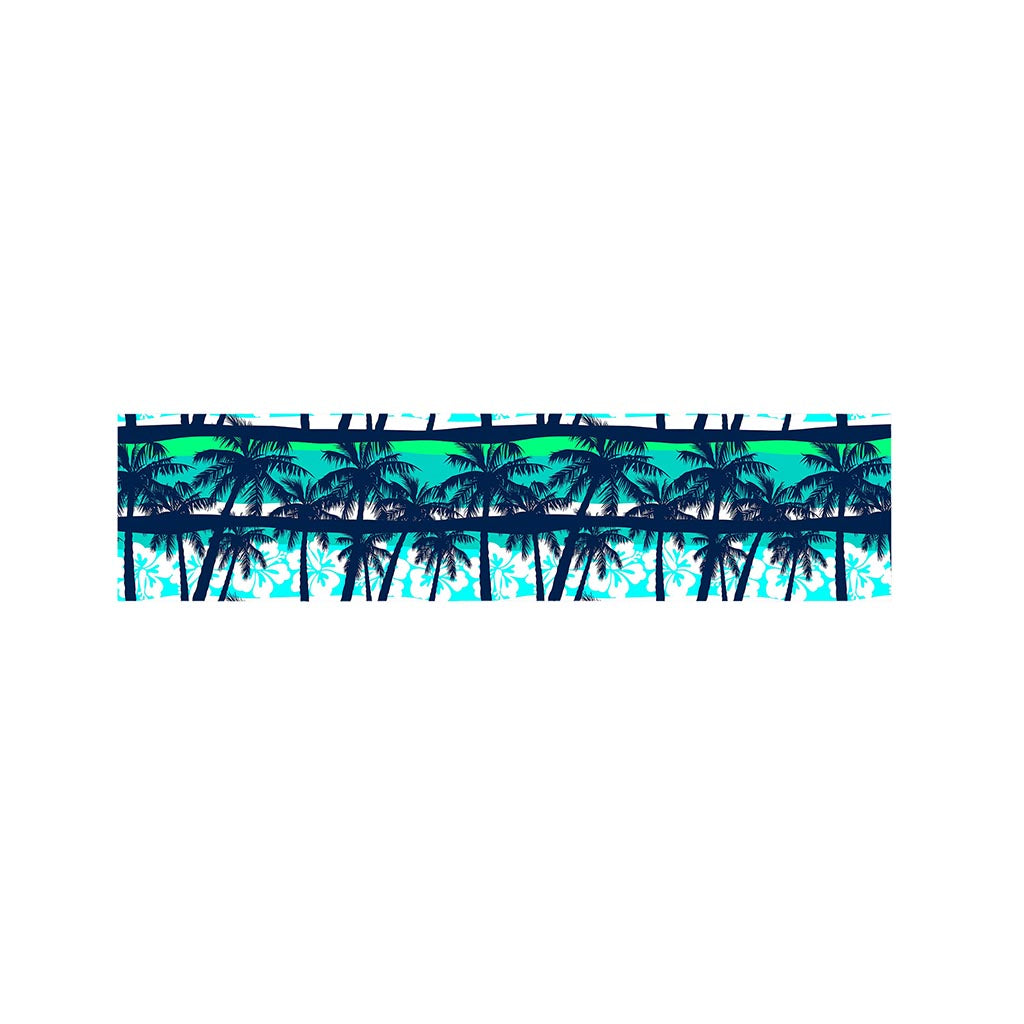 Blue Hibiscus Palm Tree Pattern Print Bed Runner