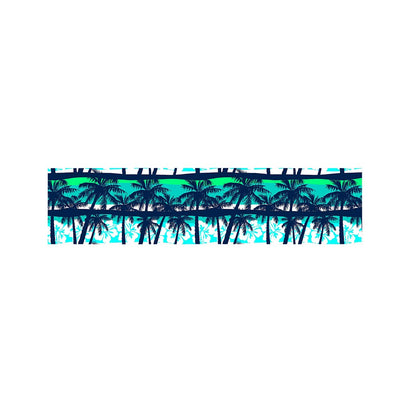 Blue Hibiscus Palm Tree Pattern Print Bed Runner