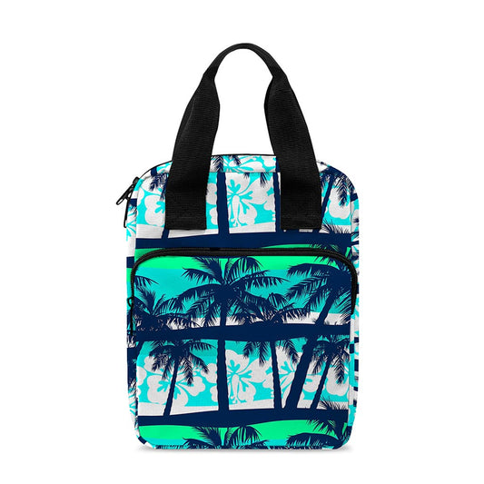 Blue Hibiscus Palm Tree Pattern Print Bible Tote Bag