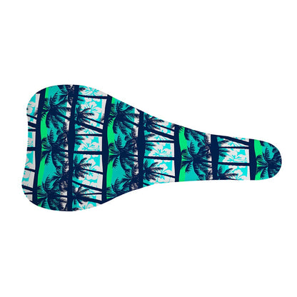 Blue Hibiscus Palm Tree Pattern Print Bicycle Seat Cover