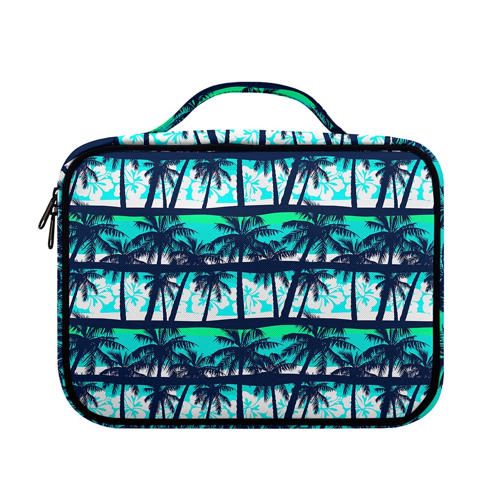 Blue Hibiscus Palm Tree Pattern Print Briefcase Bible Bag