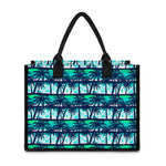 Blue Hibiscus Palm Tree Pattern Print Canvas Tote Bag