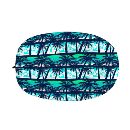 Blue Hibiscus Palm Tree Pattern Print Car Side Mirror Covers