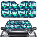 Blue Hibiscus Palm Tree Pattern Print Car Windshield Sun Shade