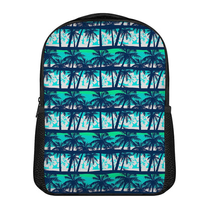 Blue Hibiscus Palm Tree Pattern Print Casual Backpack