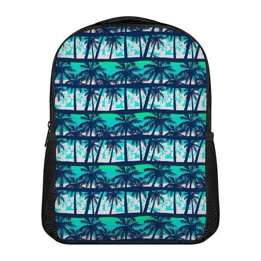 Blue Hibiscus Palm Tree Pattern Print Casual Backpack