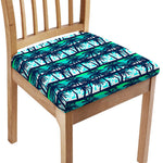 Blue Hibiscus Palm Tree Pattern Print Chair Cushion Cover