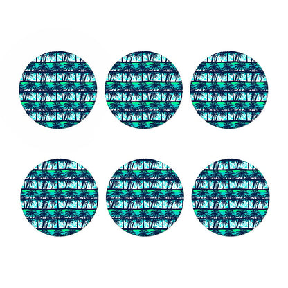Blue Hibiscus Palm Tree Pattern Print Coaster Set