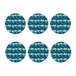 Blue Hibiscus Palm Tree Pattern Print Coaster Set