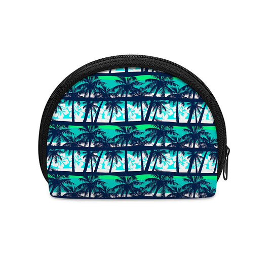 Blue Hibiscus Palm Tree Pattern Print Coin Purse