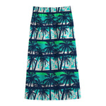 Blue Hibiscus Palm Tree Pattern Print Cotton Front Slit Maxi Skirt