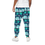 Blue Hibiscus Palm Tree Pattern Print Cotton Pants