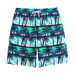 Blue Hibiscus Palm Tree Pattern Print Cotton Shorts
