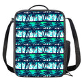 Blue Hibiscus Palm Tree Pattern Print Crossbody Lunch Bag