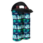 Blue Hibiscus Palm Tree Pattern Print Double Neoprene Wine Tote