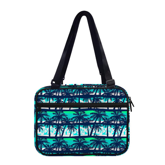 Blue Hibiscus Palm Tree Pattern Print Double Strap Bible Bag