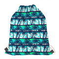 Blue Hibiscus Palm Tree Pattern Print Drawstring Bag