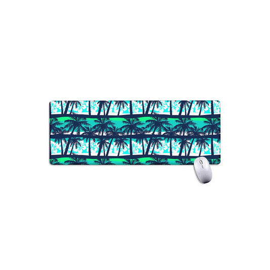 Blue Hibiscus Palm Tree Pattern Print Extended Mouse Pad