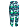 Blue Hibiscus Palm Tree Pattern Print Fleece Lined Knit Pants