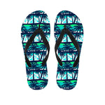 Blue Hibiscus Palm Tree Pattern Print Flip Flops