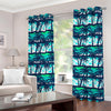 Blue Hibiscus Palm Tree Pattern Print Grommet Curtains
