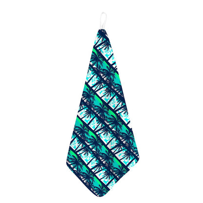 Blue Hibiscus Palm Tree Pattern Print Hand Towel