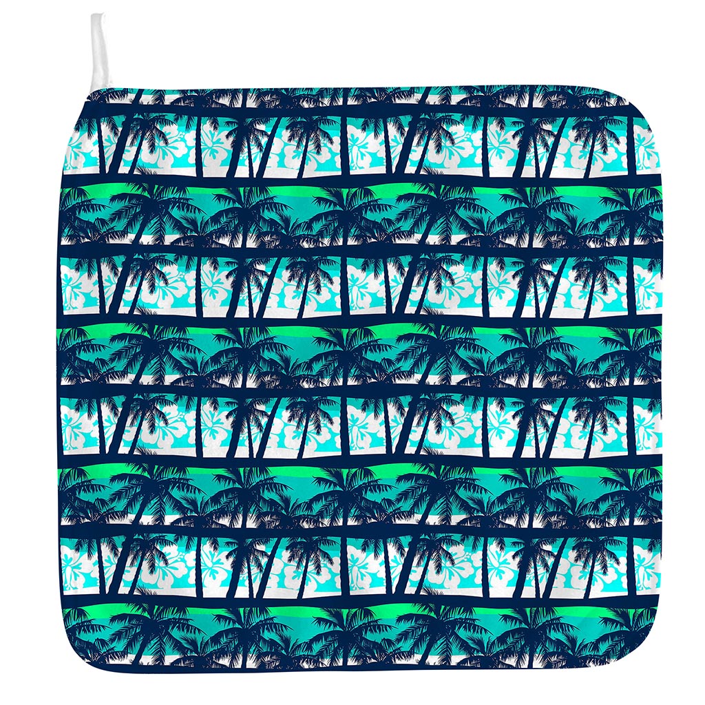 Blue Hibiscus Palm Tree Pattern Print Hand Towel