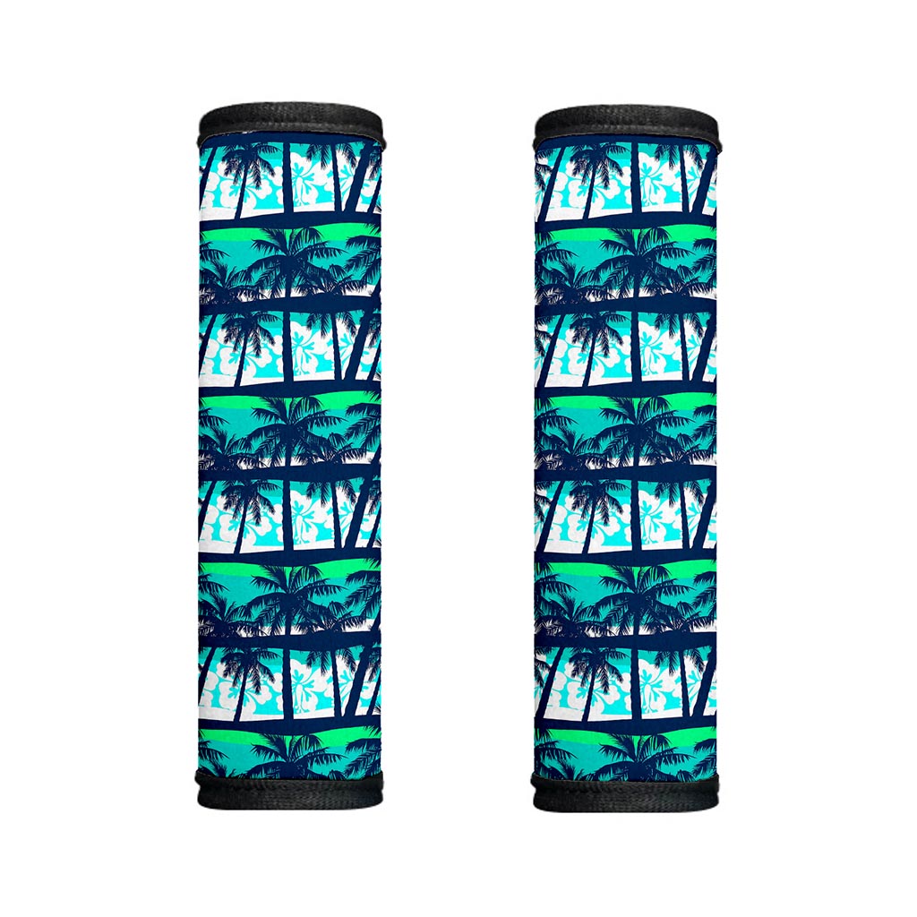 Blue Hibiscus Palm Tree Pattern Print Handle Covers