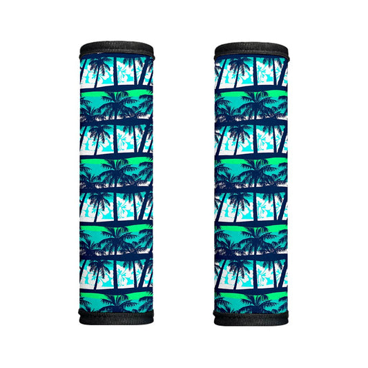 Blue Hibiscus Palm Tree Pattern Print Handle Covers