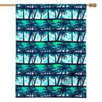 Blue Hibiscus Palm Tree Pattern Print House Flag