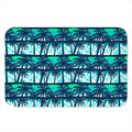 Blue Hibiscus Palm Tree Pattern Print Indoor Door Mat